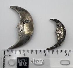 Lot VTG Sterling Silver 925 Taxco MEXICO Man in Moon Brooches Earrings Crescent