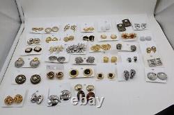 Lot of 36 Vintage to Now Clip-on Earrings Gold + Silver Tone