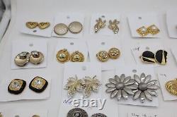 Lot of 36 Vintage to Now Clip-on Earrings Gold + Silver Tone