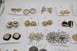 Lot of 36 Vintage to Now Clip-on Earrings Gold + Silver Tone