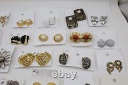 Lot of 36 Vintage to Now Clip-on Earrings Gold + Silver Tone