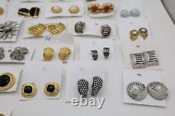 Lot of 36 Vintage to Now Clip-on Earrings Gold + Silver Tone