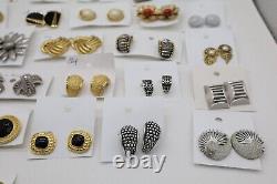Lot of 36 Vintage to Now Clip-on Earrings Gold + Silver Tone
