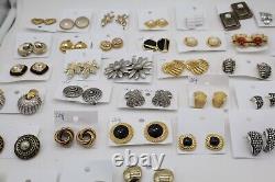 Lot of 36 Vintage to Now Clip-on Earrings Gold + Silver Tone
