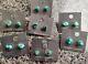 Lot Of 7 Pair Vintage Silver Navajo Turquoise Nugget Stud Earrings