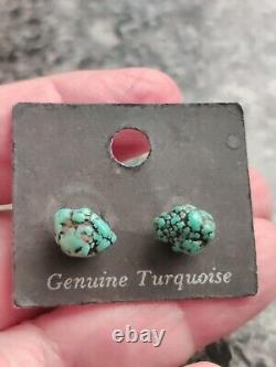 Lot of 7 Pair Vintage Silver Navajo Turquoise Nugget Stud Earrings
