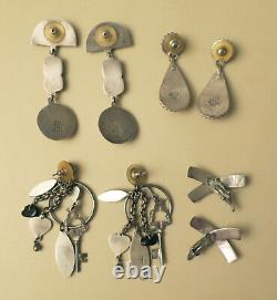 Lot of Vintage All Mexico SILVER 4 Pairs of Earrings Modernist LATON RUTH EUC