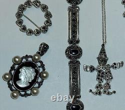 Lot of sterling silver marcasite jewelry vintage
