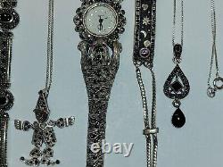 Lot of sterling silver marcasite jewelry vintage