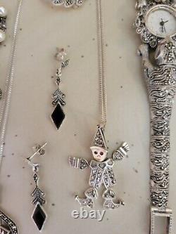 Lot of sterling silver marcasite jewelry vintage