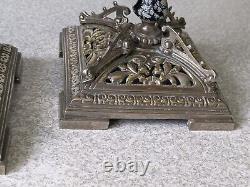 Lovely Pair Antique / Vintage -silver Plated Ceramic Candlesticks -7 1/4 Inch