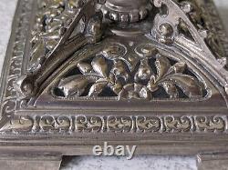 Lovely Pair Antique / Vintage -silver Plated Ceramic Candlesticks -7 1/4 Inch