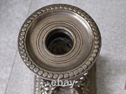 Lovely Pair Antique / Vintage -silver Plated Ceramic Candlesticks -7 1/4 Inch