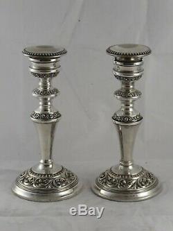 Lovely Pair Ornate Vintage Solid Sterling Silver Candlesticks W I Broadway 1976