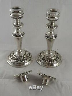 Lovely Pair Ornate Vintage Solid Sterling Silver Candlesticks W I Broadway 1976