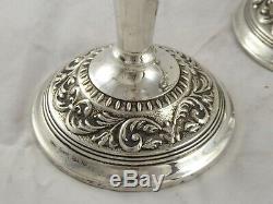 Lovely Pair Ornate Vintage Solid Sterling Silver Candlesticks W I Broadway 1976