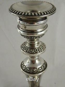 Lovely Pair Ornate Vintage Solid Sterling Silver Candlesticks W I Broadway 1976