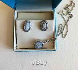 Lovely Vintage Wedgwood Blue, Necklace & 2 pairs of earrings, New Price $129
