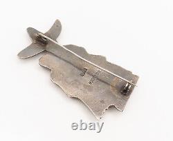 MADELON 925 Silver Vintage Antique Carved Walking Couple Brooch Pin BP10505
