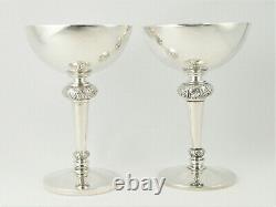MATCHED PAIR VINTAGE SILVER CHALICES OR GOBLETS HM SHEFFIELD 1957 & 1960 186g