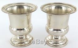 MATCHING PAIR VINTAGE TIFFANY & Co STERLING SILVER SMALL SQUAT VASES
