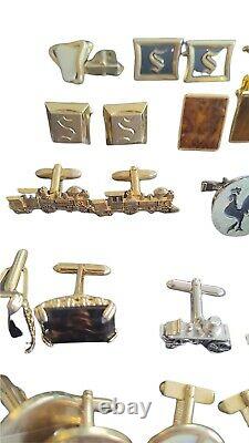 MENS SIGNED VTG LOT of 17 PAIR of CUFFLINKS and 13 tie Bars Swank, Hickok, Anson