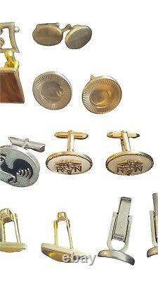 MENS SIGNED VTG LOT of 17 PAIR of CUFFLINKS and 13 tie Bars Swank, Hickok, Anson