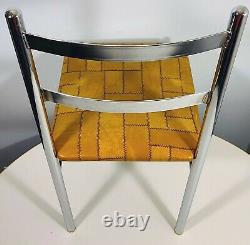 MID-CENTURY MODERN CHROME STRAIGHT BACK DINING CHAIR PAIR VINTAGE 1970s LIBERTY