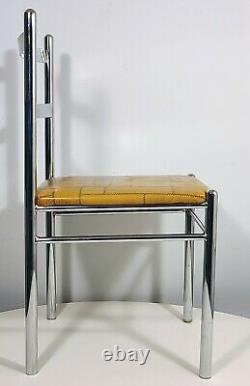 MID-CENTURY MODERN CHROME STRAIGHT BACK DINING CHAIR PAIR VINTAGE 1970s LIBERTY
