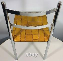 MID-CENTURY MODERN CHROME STRAIGHT BACK DINING CHAIR PAIR VINTAGE 1970s LIBERTY