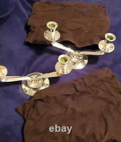 MID CENTURY Pair Fisher Silversmith Weighted 925 Sterling Light Candelabras C62