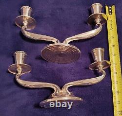 MID CENTURY Pair Fisher Silversmith Weighted 925 Sterling Light Candelabras C62