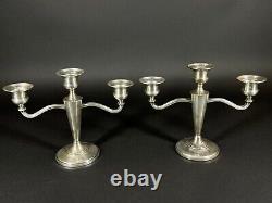 M Fred Hirsch Co. Pair Small Vintage Sterling Silver Weighted 6 Candelabra 159