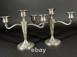 M Fred Hirsch Co. Pair Small Vintage Sterling Silver Weighted 6 Candelabra 159
