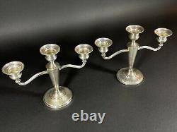 M Fred Hirsch Co. Pair Small Vintage Sterling Silver Weighted 6 Candelabra 159