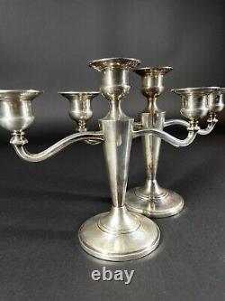 M Fred Hirsch Co. Pair Small Vintage Sterling Silver Weighted 6 Candelabra 159