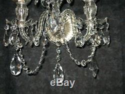 Magnificent Pair Vintage Crystal Wall Sconce Estate Fresh Ready Hang Stunning