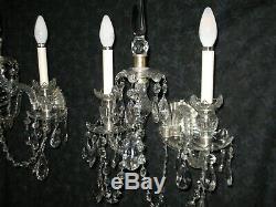 Magnificent Pair Vintage Crystal Wall Sconce Estate Fresh Ready Hang Stunning