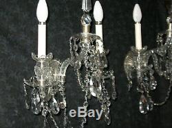 Magnificent Pair Vintage Crystal Wall Sconce Estate Fresh Ready Hang Stunning