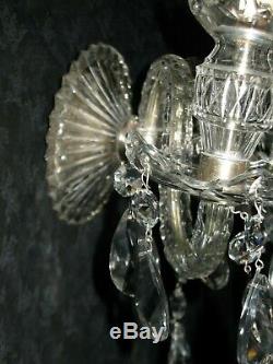 Magnificent Pair Vintage Crystal Wall Sconce Estate Fresh Ready Hang Stunning