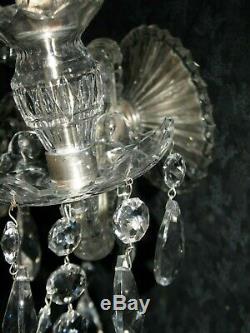 Magnificent Pair Vintage Crystal Wall Sconce Estate Fresh Ready Hang Stunning