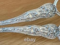 Magnificent Vintage Ornate Pair of Silver Grape Scissors with a Hunting Scene