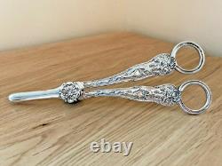 Magnificent Vintage Ornate Pair of Silver Grape Scissors with a Hunting Scene