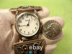 Massive Pair Of Exceptional Vtg Sterling Silver & Turquoise Watch Cuffs & Band