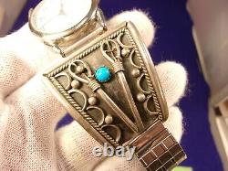 Massive Pair Of Exceptional Vtg Sterling Silver & Turquoise Watch Cuffs & Band