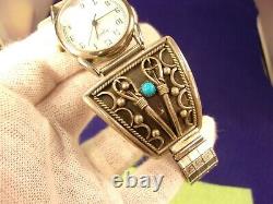 Massive Pair Of Exceptional Vtg Sterling Silver & Turquoise Watch Cuffs & Band