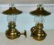 Matching Pair Vintage Solid Brass Sconce Wall Mount Or Table Oil Kerosene Lamp