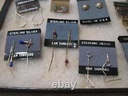 Mixed Resale Lot 21 Pair NOS VTG Sterling Silver Earrings Ear Threads Native +