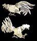 New Peruvian Silver Filigree Handmade Vintage Shape Pair Of Roosts For Wall/deco