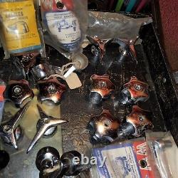 NOS vintage Antique lavatory handle lot 25 PAIRS+ STAINLESS/SILVER 1950's 80's